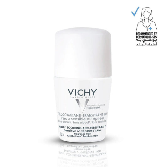 VICHY 48H Soothing Anti-Perspirant Roll-On - Sensitive or Depilated Skin 50 ml